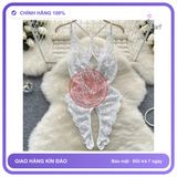 Bodysuit Ren Hoa Xẻ Ngực Sexy Gợi Cảm Đồ N940 Trắng chính hãng - phối ren, co giãn thoải mái, freesize - giao hàng che tên kín đáo