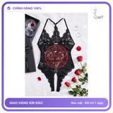 Bodysuit Ren Hoa Xẻ Ngực Sexy Gợi Cảm Đồ N940 Đen chính hãng - phối ren, co giãn thoải mái, freesize - giao hàng che tên kín đáo