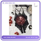 Bodysuit Ren Hoa Xẻ Ngực Sexy Gợi Cảm Đồ N940 Đen chính hãng - phối ren, co giãn thoải mái, freesize - giao hàng che tên kín đáo
