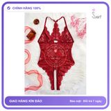 Bodysuit Ren Hoa Xẻ Ngực Sexy Gợi Cảm Đồ N940 Đỏ chính hãng - phối ren, co giãn thoải mái, freesize - giao hàng che tên kín đáo