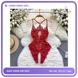 Bodysuit Ren Hoa Xẻ Ngực Sexy Gợi Cảm Đồ N940 Đỏ chính hãng - phối ren, co giãn thoải mái, freesize - giao hàng che tên kín đáo