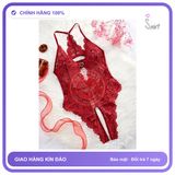 Bodysuit Ren Hoa Xẻ Ngực Sexy Gợi Cảm Đồ N940 Đỏ chính hãng - phối ren, co giãn thoải mái, freesize - giao hàng che tên kín đáo