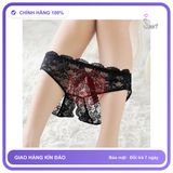 Quần Lót Sexy Ren Hoa Xẻ Đáy Gợi Cảm T306 Đen chính hãng - phối ren, chất vải mềm mát, đường may tỉ mỉ - giao hàng che tên kín đáo