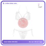 Bộ Đồ Lót Nữ Đính Nơ Buộc Dây Gợi T350 Trắng chính hãng - phối ren, co giãn thoải mái, freesize - giao hàng che tên kín đáo