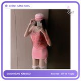 Đồ Ngủ Liền Thân Kèm Chân Váy Ôm Rút N283 chính hãng - co giãn thoải mái, freesize, set đầy đủ phụ kiện - giao hàng che tên kín đáo