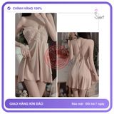 Váy Ngủ Lụa Sexy Phối Ren Hoa Gợi Cảm N136 Hồng Nude chính hãng - chất lụa mát mềm, freesize, set đầy đủ phụ kiện - giao hàng che tên kín đáo