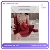 Váy Ngủ Lụa Sexy Phối Ren Hoa Gợi Cảm N136 Đỏ chính hãng - chất lụa mát mềm, freesize, set đầy đủ phụ kiện - giao hàng che tên kín đáo