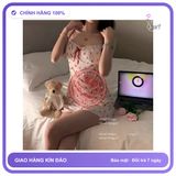 Váy Ngủ Hoa Nhí Thun Cotton Có Đệm Ngực N284 Hoa Hồng chính hãng - co giãn thoải mái, freesize, chất vải mềm mát - giao hàng che tên kín đáo