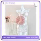 Váy Ngủ Hoa Nhí 2 Dây Phối Ren Siêu N232 Trắng Hoa Trà chính hãng - co giãn thoải mái, freesize, ôm body tôn dáng - giao hàng che tên kín đáo