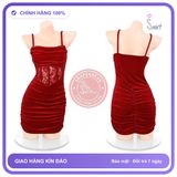 Váy Body Sexy Nhung Phối Ren Có Đệm Ngực N197 Đỏ chính hãng - freesize, chất vải mềm mát, đường may tỉ mỉ - giao hàng che tên kín đáo