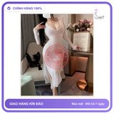 Đầm Ngủ Dài Xẻ Tà Đùi Dáng Ôm Quyến N290 Trắng chính hãng - co giãn thoải mái, freesize, chất vải mềm mát - giao hàng che tên kín đáo