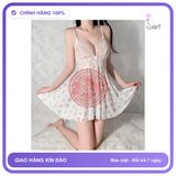 Váy Ngủ Sexy Hoạ Tiết Hoa Nhí Dáng Xoè N268 Trắng chính hãng - freesize, set đầy đủ phụ kiện, chất vải mềm mát - giao hàng che tên kín đáo