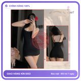 Váy Ngủ Ôm Body Tôn Dáng Phối Ren Siêu N258 Đen chính hãng - co giãn thoải mái, freesize, chất vải mềm mát - giao hàng che tên kín đáo