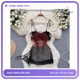 Váy Ngủ Ren Chấm Bi Xẻ Tà Dễ Thương N184 Đen chính hãng - phối ren, freesize, set đầy đủ phụ kiện - giao hàng che tên kín đáo
