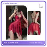 Váy Ngủ Nữ Xuyên Thấu Có Mút Ngực Khoá N155 Đỏ chính hãng - phối ren, co giãn thoải mái, freesize - giao hàng che tên kín đáo