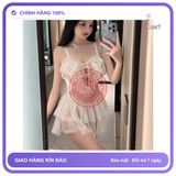 Váy Ngủ 2 Dây Sexy Ren Tầng Xuyên Thấu N146 Trắng chính hãng - phối ren, freesize, chất vải mềm mát - giao hàng che tên kín đáo