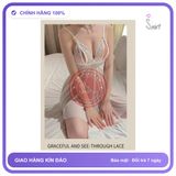 Váy Ngủ Sexy Xuyên Thấu Phối Ren Siêu Xinh N145 Trắng chính hãng - freesize, set đầy đủ phụ kiện, chất vải mềm mát - giao hàng che tên kín đáo