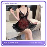 Váy Ngủ Sexy Xuyên Thấu Phối Ren Siêu Xinh N145 Đen chính hãng - freesize, set đầy đủ phụ kiện, chất vải mềm mát - giao hàng che tên kín đáo