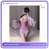 Áo Choàng Ngủ Xuyên Thấu Hoạ Tiết Bướm Quyến N189 chính hãng - co giãn thoải mái, freesize, set đầy đủ phụ kiện - giao hàng che tên kín đáo