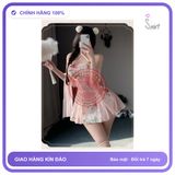Sườn Xám Cách Tân Phối Ren Hoạ Tiết Hoa N885 chính hãng - chất lụa mát mềm, freesize, chất vải mềm mát - giao hàng che tên kín đáo