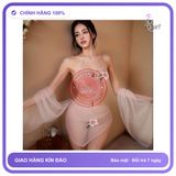 Bộ Đồ Lót Yếm Đào Kèm Khăn Choàng Gợi N884 Hồng chính hãng - freesize, set đầy đủ phụ kiện, chất vải mềm mát - giao hàng che tên kín đáo