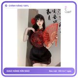 Cosplay Sườn Xám Cách Tân Kèm Tạp Dề Siêu N386 Đen chính hãng - freesize, set đầy đủ phụ kiện, chất vải mềm mát - giao hàng che tên kín đáo