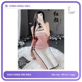 Váy Sườn Xám Đan Dây Hông Sexy Nhung Họa N785 Trắng chính hãng - freesize, chất vải mềm mát, đường may tỉ mỉ - giao hàng che tên kín đáo