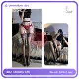Garter Đùi Liền Tất Ren Hoa Đi Bar Pub T816 Đen Hoa Đỏ chính hãng - chất lụa mát mềm, phối ren, co giãn thoải mái - giao hàng che tên kín đáo