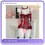 Đồ Lót Liền Thân Ren Phối Nơ Siêu Đẹp N924 Đỏ chính hãng - phối ren, co giãn thoải mái, freesize - giao hàng che tên kín đáo