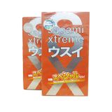 Bao cao su siêu mỏng, cảm giác thật, truyền nhiệt nhanh Sagami Xtreme Love Me Gold Orange Box (cam) hộp 10 cái