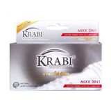 [MUA 1 TẶNG 1] Bao cao su Krabi Mixx 3in1 gân, gai, gel bôi trơn (xám) hộp 12 cái - Tặng 1 hộp 3 cái hàng có sẵn