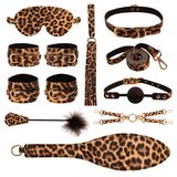 Bộ Dụng Cụ Leopard Set 10 Món BDSM chính hãng - chất liệu an toàn cho da, dễ vệ sinh, êm ái khi dùng - giao hàng che tên kín đáo