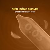 Bao cao su Shell Sensitive Prolong - Siêu mỏng 0.03mm, hương vani - Hộp 10 cái