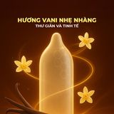 Bao cao su Shell Sensitive Prolong - Siêu mỏng 0.03mm, hương vani - Hộp 10 cái