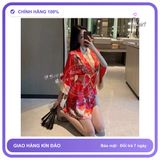 Đồ Ngủ Kimono Nhât Bản Xẻ Ngực Gợi Cảm N844 Đỏ chính hãng - chất lụa mát mềm, chất vải mềm mát, đường may tỉ mỉ - giao hàng che tên kín đáo