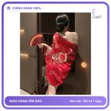 Đồ Ngủ Kimono Nhât Bản Xẻ Ngực Gợi Cảm N844 Đỏ chính hãng - chất lụa mát mềm, chất vải mềm mát, đường may tỉ mỉ - giao hàng che tên kín đáo