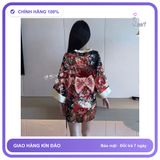 Đồ Ngủ Kimono Nhât Bản Xẻ Ngực Gợi Cảm N844 Đen chính hãng - chất lụa mát mềm, chất vải mềm mát, đường may tỉ mỉ - giao hàng che tên kín đáo