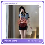 Đồ Cosplay Set Tiếp Viên Hàng Không Xanh Quyến Rũ - N327 chính hãng - co giãn thoải mái, freesize, ôm body tôn dáng - giao hàng che tên kín đáo