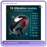 Vòng Rung Đôi Kích Thích Âm Vật 10 Chế chính hãng - 10 chế độ rung, sạc từ tính, điều khiển từ xa - giao hàng che tên kín đáo