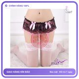 Kẹp Vớ Ren 2 Tầng Đính Nơ chính hãng - phối ren, co giãn thoải mái, set đầy đủ phụ kiện - giao hàng che tên kín đáo