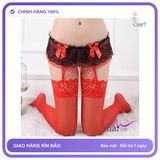 Kẹp Vớ Ren 2 Tầng Đính Nơ chính hãng - phối ren, co giãn thoải mái, set đầy đủ phụ kiện - giao hàng che tên kín đáo