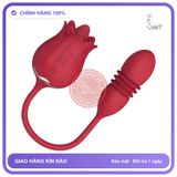 Trứng Rung Hoa Hồng Kèm Lưỡi Liếm Thụt Bí chính hãng - sạc usb, rung nhấp chuyển động đẩy tới và lui tự động, chất liệu an toàn cho da - giao hàng che tên kín đáo