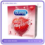 Bao Cao Su Durex Sensual Strawberry Hộp 3 Cái chính hãng - có hương thơm, ôm sát cảm giác thật, chất liệu latex an toàn - giao hàng che tên kín đáo