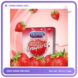 Bao Cao Su Durex Sensual Strawberry Hộp 3 Cái chính hãng - có hương thơm, ôm sát cảm giác thật, chất liệu latex an toàn - giao hàng che tên kín đáo