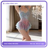 Váy Ngủ Sexy Cánh Tiên Ren Hoa Có Gọng N820 Xanh chính hãng - phối ren, freesize, set đầy đủ phụ kiện - giao hàng che tên kín đáo