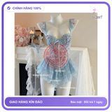 Váy Ngủ Sexy Cánh Tiên Ren Hoa Có Gọng N820 Xanh chính hãng - phối ren, freesize, set đầy đủ phụ kiện - giao hàng che tên kín đáo