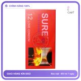 Bao Cao Su Sure Đỏ - Trơn Mịn - Hộp 12 cái chính hãng - siêu mỏng, có gai nổi, hỗ trợ kéo dài - giao hàng che tên kín đáo