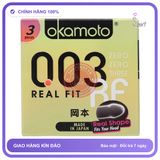 Bao Cao Su Okamoto 0.03 Real Fit Mỏng Với chính hãng - hộp 3 cái, ôm sát cảm giác thật, chất liệu latex an toàn - giao hàng che tên kín đáo