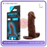 Bao Cao Su Đôn Dên Brave Man Nâu Có Quai chính hãng - có gai nổi, hỗ trợ kéo dài, ôm sát cảm giác thật - giao hàng che tên kín đáo