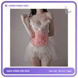 Váy Ngủ Sexy Ren Xuyên Thấu Dáng Xòe Tặng N147 Trắng chính hãng - phối ren, co giãn thoải mái, freesize - giao hàng che tên kín đáo